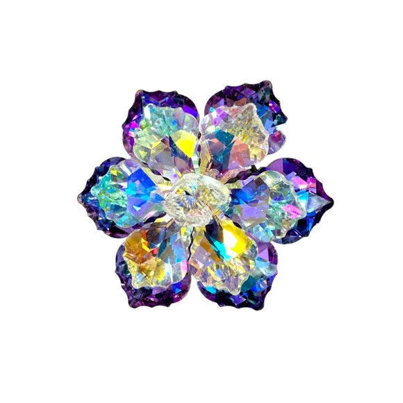 Sparkling Purple & Lavender crystal flower pin brooch - Picture 3 of 5